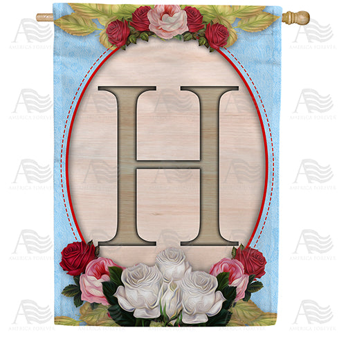 America Forever Rose Wood Monogram House Flag