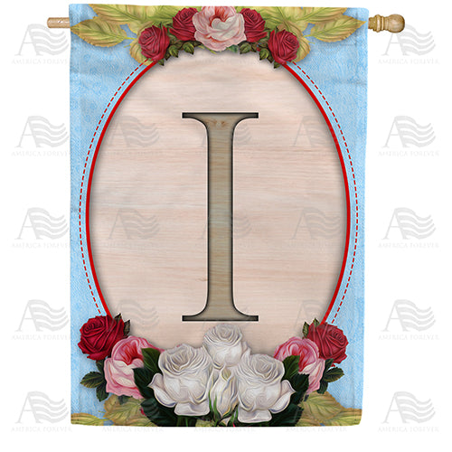 America Forever Rose Wood Monogram House Flag