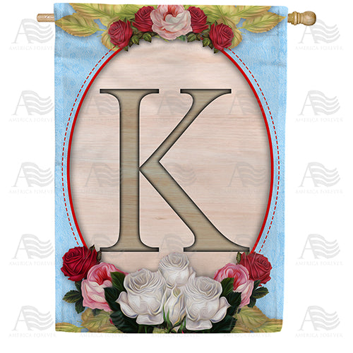 America Forever Rose Wood Monogram House Flag
