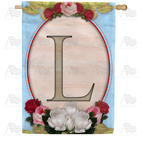 America Forever Rose Wood Monogram House Flag
