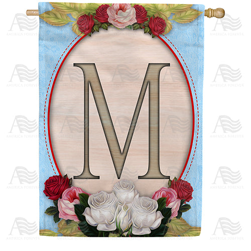 America Forever Rose Wood Monogram House Flag