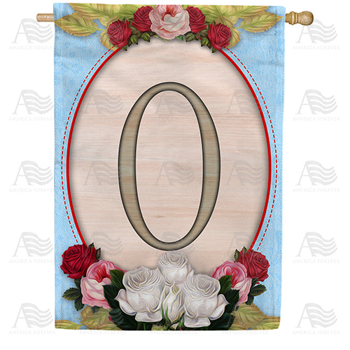 America Forever Rose Wood Monogram House Flag