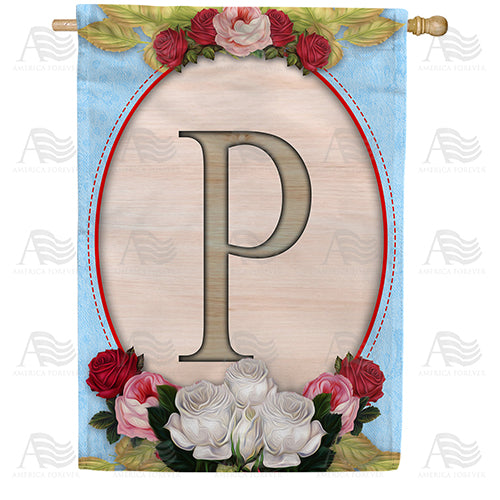 America Forever Rose Wood Monogram House Flag