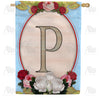 America Forever Rose Wood Monogram House Flag
