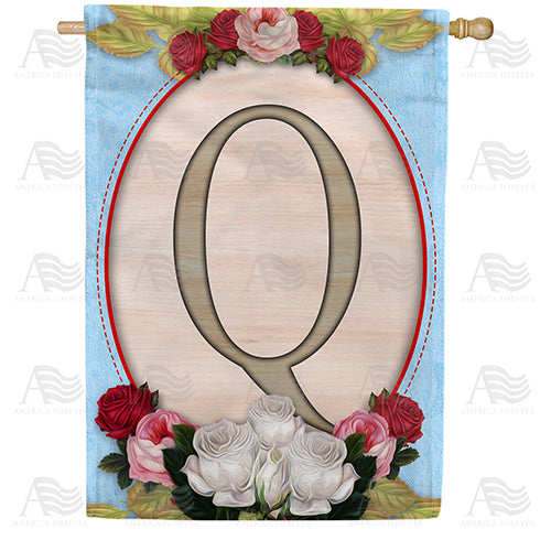 America Forever Rose Wood Monogram House Flag