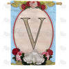 America Forever Rose Wood Monogram House Flag