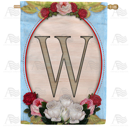 America Forever Rose Wood Monogram House Flag