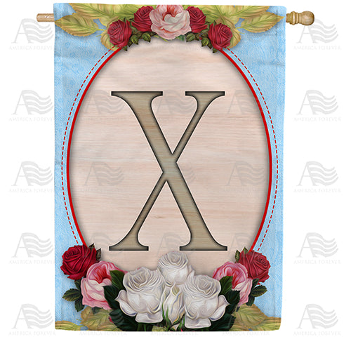 America Forever Rose Wood Monogram House Flag
