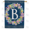 America Forever Floral Wreath Monogram Letter Monogram House Flag