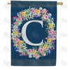 America Forever Floral Wreath Monogram Letter Monogram House Flag