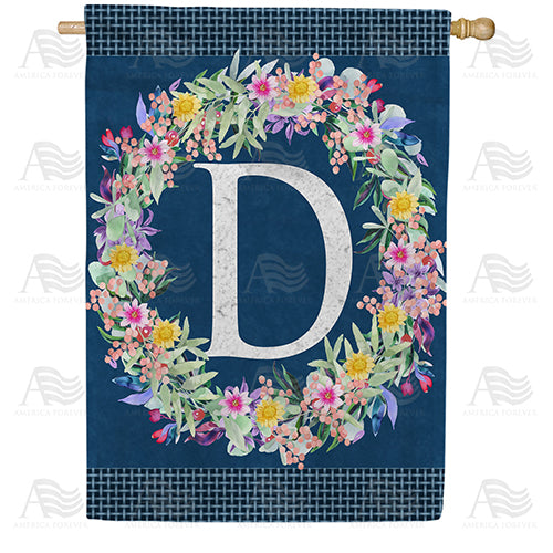 America Forever Floral Wreath Monogram Letter Monogram House Flag
