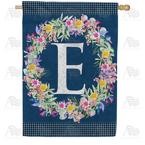 America Forever Floral Wreath Monogram Letter Monogram House Flag