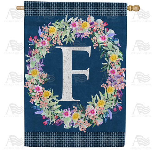 America Forever Floral Wreath Monogram Letter Monogram House Flag