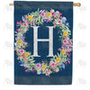America Forever Floral Wreath Monogram Letter Monogram House Flag