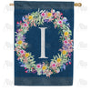 America Forever Floral Wreath Monogram Letter Monogram House Flag