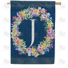 America Forever Floral Wreath Monogram Letter Monogram House Flag