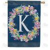 America Forever Floral Wreath Monogram Letter Monogram House Flag