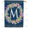 America Forever Floral Wreath Monogram Letter Monogram House Flag