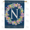 America Forever Floral Wreath Monogram Letter Monogram House Flag