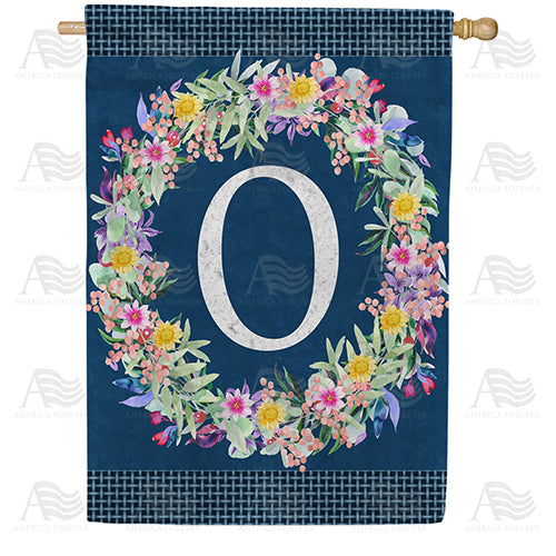 America Forever Floral Wreath Monogram Letter Monogram House Flag