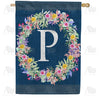 America Forever Floral Wreath Monogram Letter Monogram House Flag