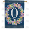 America Forever Floral Wreath Monogram Letter Monogram House Flag