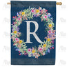 America Forever Floral Wreath Monogram Letter Monogram House Flag