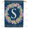America Forever Floral Wreath Monogram Letter Monogram House Flag