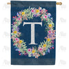 America Forever Floral Wreath Monogram Letter Monogram House Flag