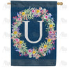 America Forever Floral Wreath Monogram Letter Monogram House Flag