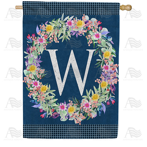 America Forever Floral Wreath Monogram Letter Monogram House Flag