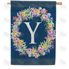 America Forever Floral Wreath Monogram Letter Monogram House Flag