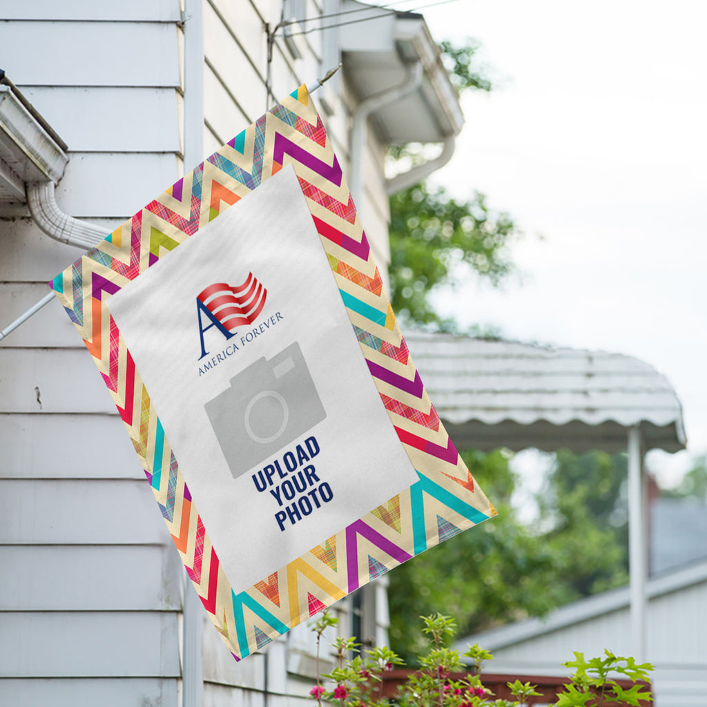 America Forever Personalized Multi Color Chevron House Flag