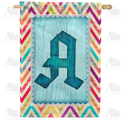 America Forever Multi Color Chevron Monogram House Flag