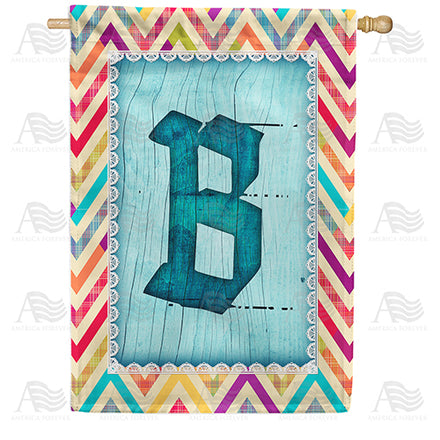 America Forever Multi Color Chevron Monogram House Flag