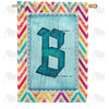 America Forever Multi Color Chevron Monogram House Flag