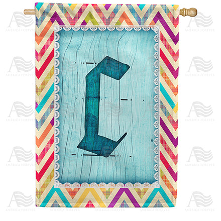 America Forever Multi Color Chevron Monogram House Flag