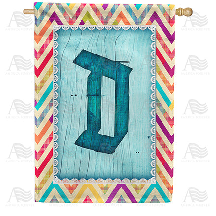 America Forever Multi Color Chevron Monogram House Flag