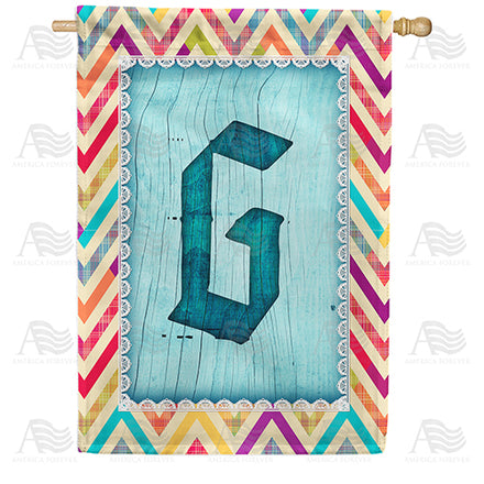 America Forever Multi Color Chevron Monogram House Flag