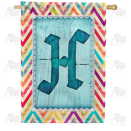 America Forever Multi Color Chevron Monogram House Flag