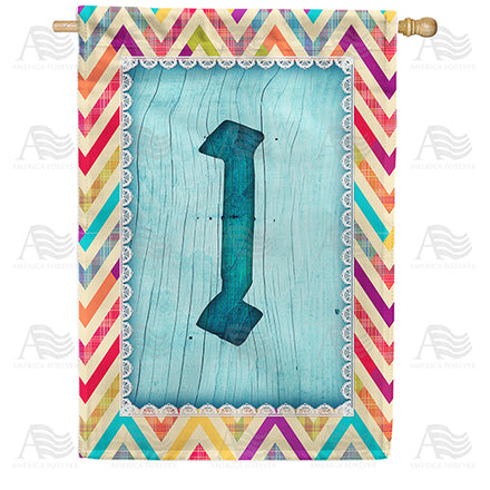 America Forever Multi Color Chevron Monogram House Flag