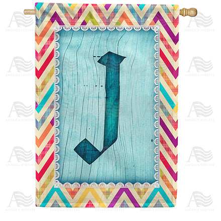 America Forever Multi Color Chevron Monogram House Flag