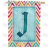America Forever Multi Color Chevron Monogram House Flag