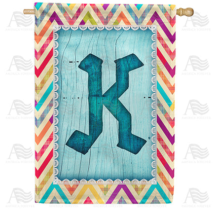 America Forever Multi Color Chevron Monogram House Flag