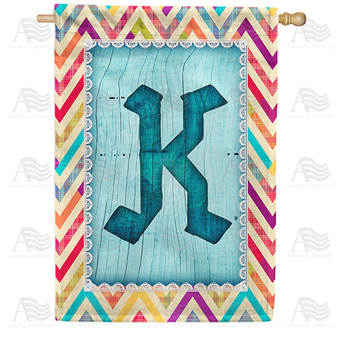 America Forever Multi Color Chevron Monogram House Flag