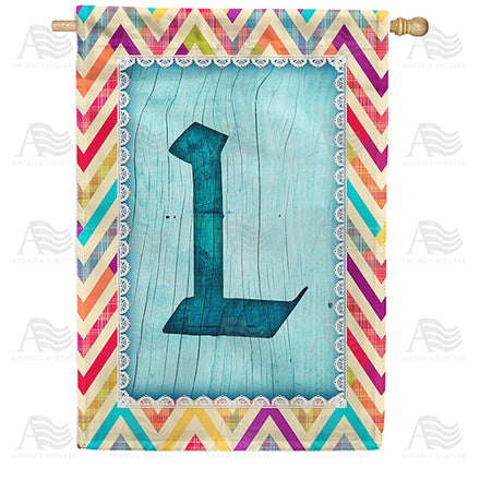 America Forever Multi Color Chevron Monogram House Flag