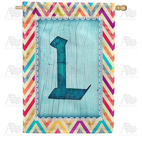 America Forever Multi Color Chevron Monogram House Flag