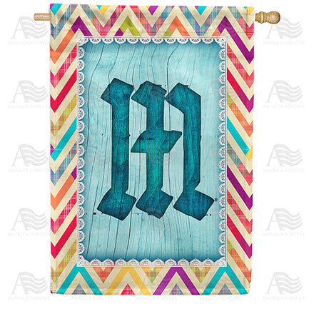 America Forever Multi Color Chevron Monogram House Flag