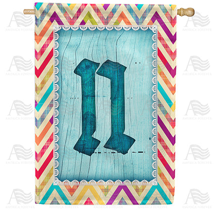 America Forever Multi Color Chevron Monogram House Flag