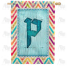 America Forever Multi Color Chevron Monogram House Flag